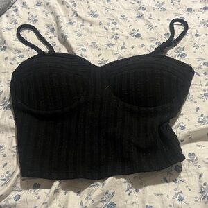 Black Ribbed Bustier Top